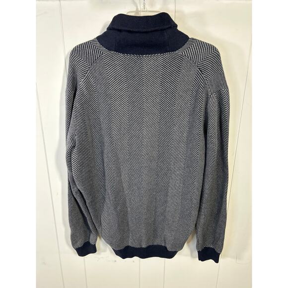 Jos. A. Bank Tailored Fit Herringbone Shawl Collar Sweater in navy. Size XL - Picture 3 of 4